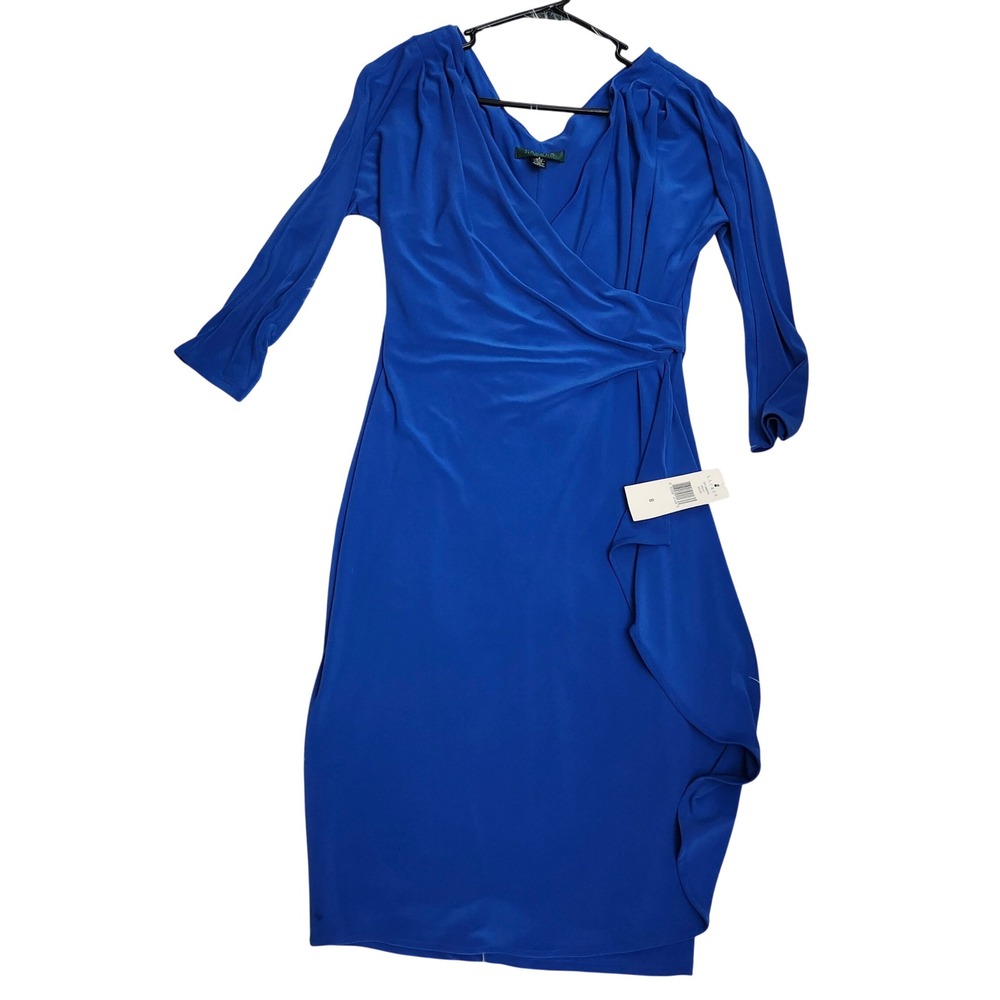 Lauren Ralph Lauren Azzuro
Blue Faux Wrap Ruffle Dress 8
NWT Elegant Formal